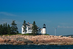 Winter Harbor Lighthouse On Rocky Shore of Mark Island